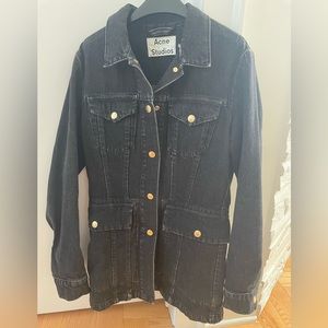 ACNE STUDIOS Black Denim Long Line Jacket 38 FR